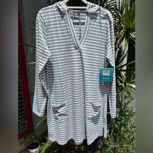 Coolibar large striped dress cover up sun protection 50spf